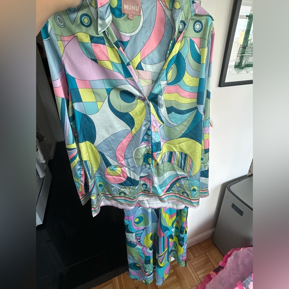 Show Me Your Mumu Printed Satin Set Sz M